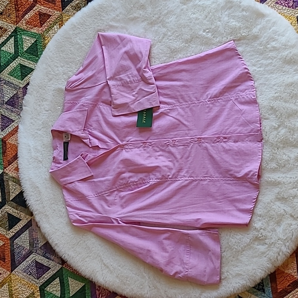 NWT Harve Benard Pretty Pink 100% Cotton Summer Lightweight Casual Blouse